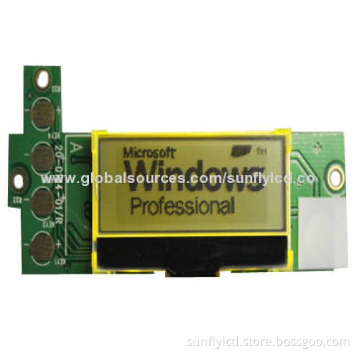 Monochrome 144 x 6 Dots Graphic LCD Display, 40 x 14mm Viewing Area, Yellow, Green LED